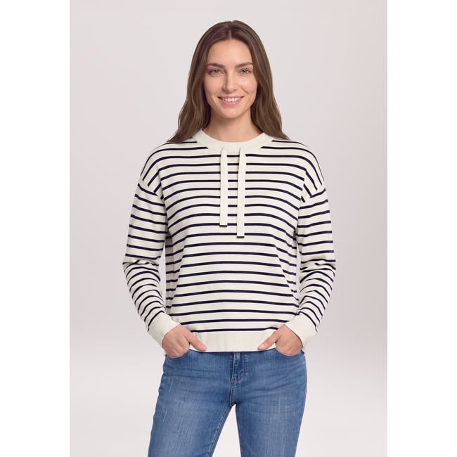 Pull-over en maille à rayures patch beige/dark blue <span itemprop=