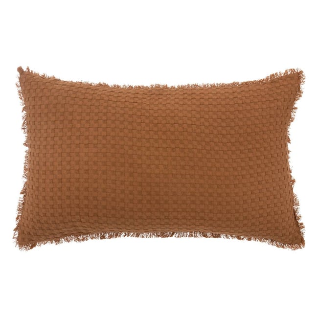 Coussin déhoussable à franges WIDDY terracotta <span itemprop=