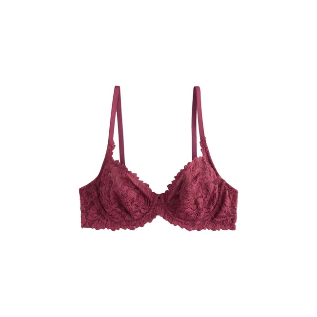 Soutien-gorge en dentelle ultra confort rouge bordeaux <span itemprop=