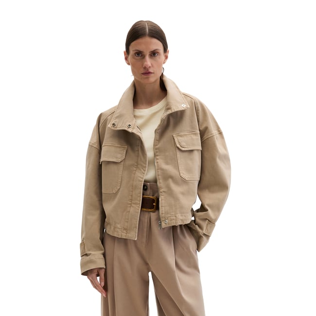 Veste Funnel-Neck loose en coton garment dyed - MARC O'POLO
