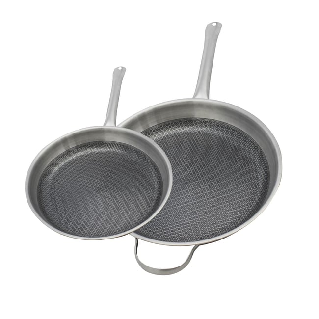 Ensemble de Poêles de cuisson 24 cm et 32 cm RELIEF SOLUTION gris <span itemprop=