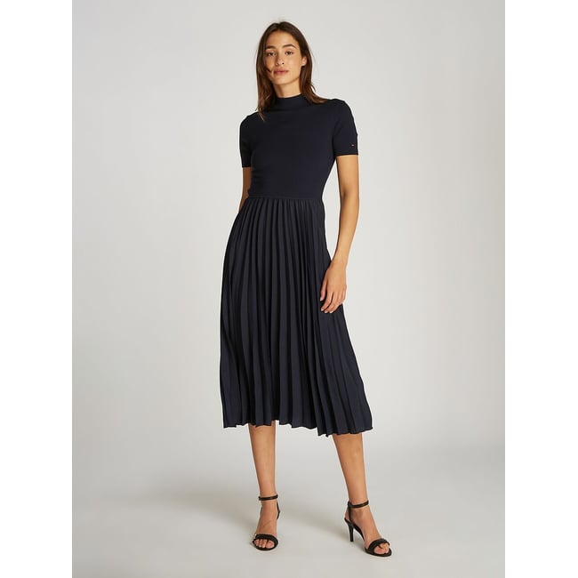 Robe Plissée Marine De Marque Tahari - Taille 4 - Neuve Avec étiquette