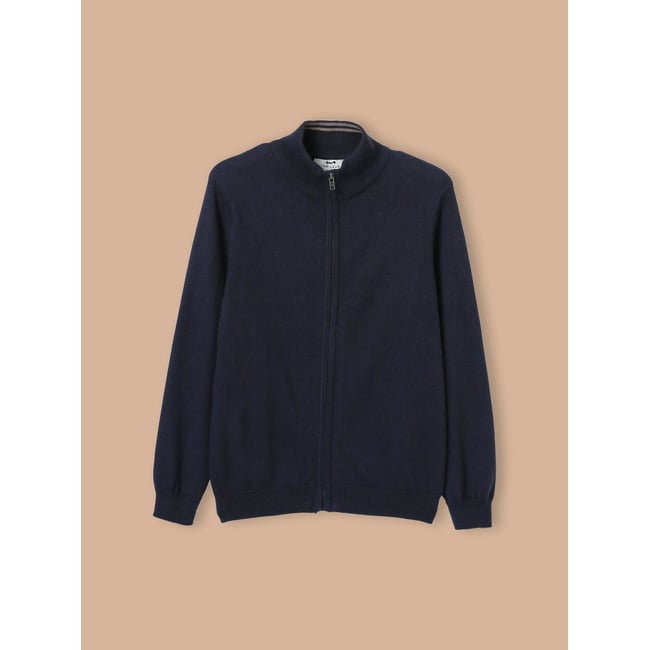 Cardigan col montant marine <span itemprop=