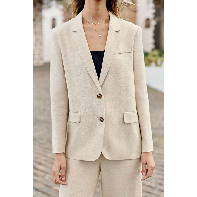 Veste de tailleur en lin/coton, VIDAL ecru <span itemprop=