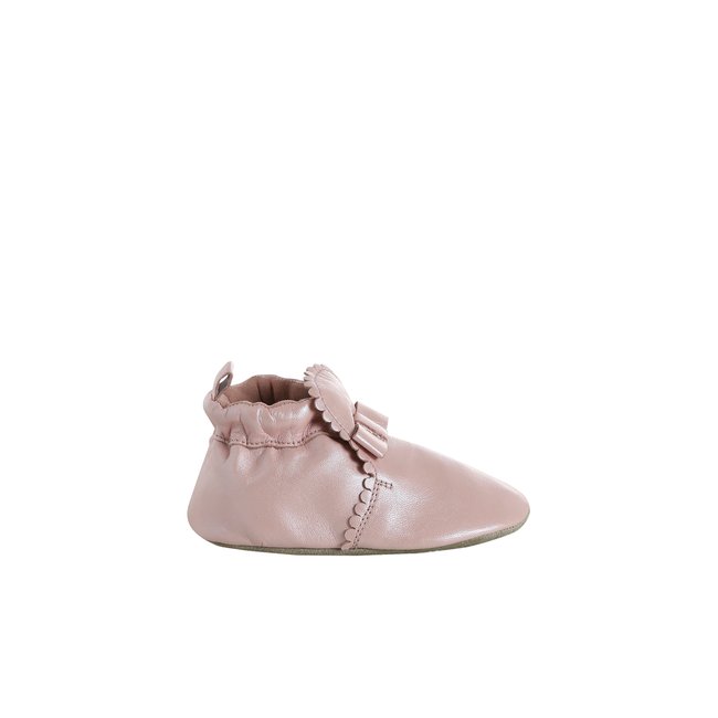 Chaussons élastiqués en cuir souple rose <span itemprop=