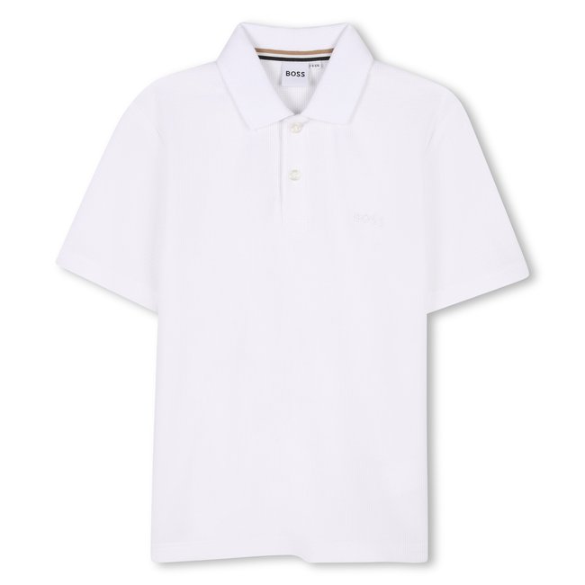 Polo manches courtes en coton blanc <span itemprop=
