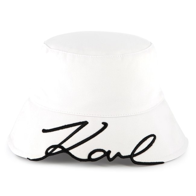 Bob brodé en coton blanc <span itemprop=