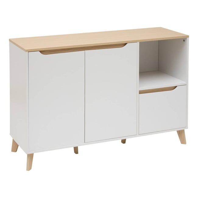 Buffet rectangulaire avec portes et tiroir LUMA Couleur blanc <span itemprop=