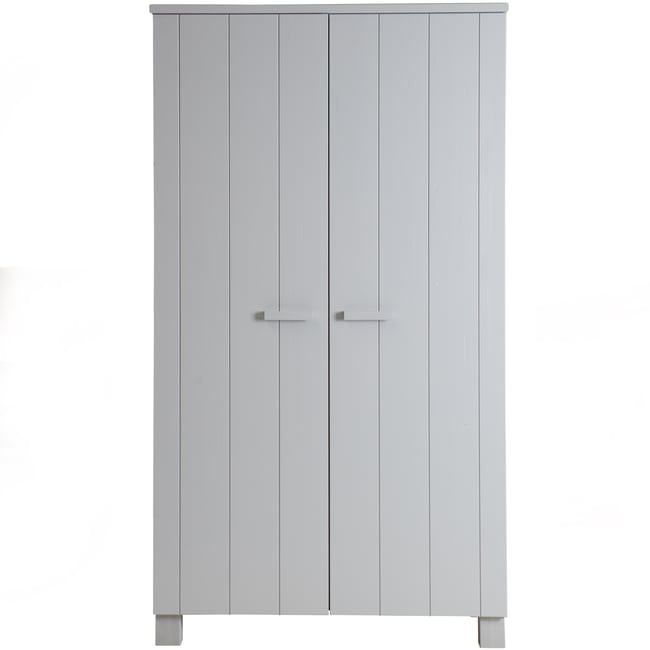 Armoire 2 portes en pin DENNIS Couleur béton gris <span itemprop=