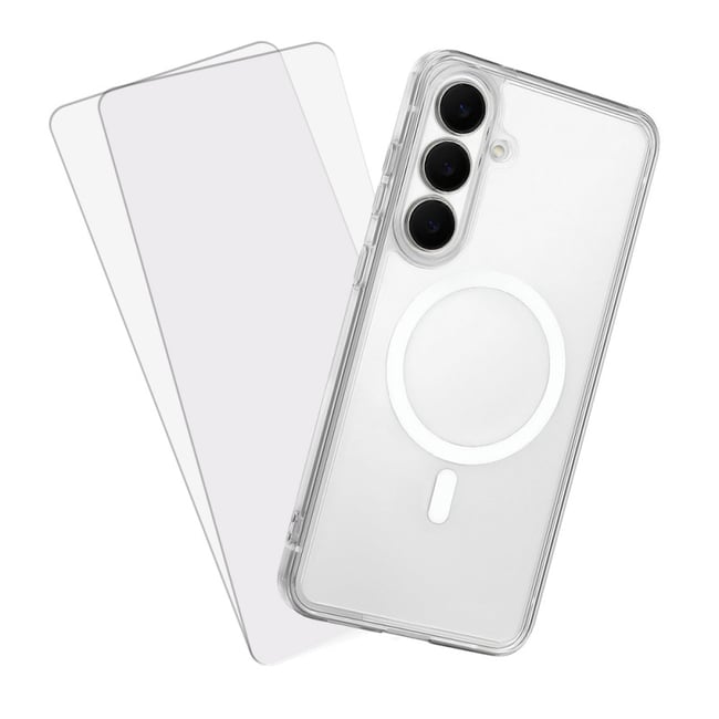 Coque Anti-choc Magnétique compatible Magsafe pour Galaxy S25 Fe Transparente + 2 vitres transparent <span itemprop=