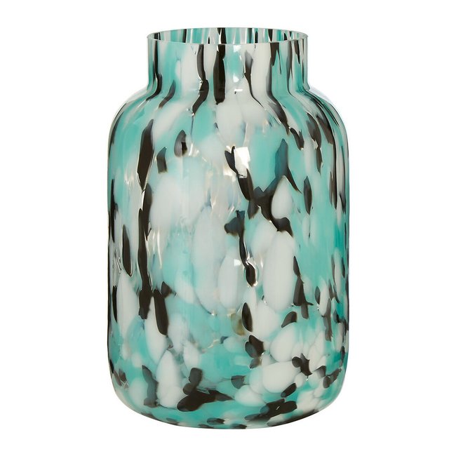 23cm Turquoise Speckled Glass Vase, green, ÉDITÉ