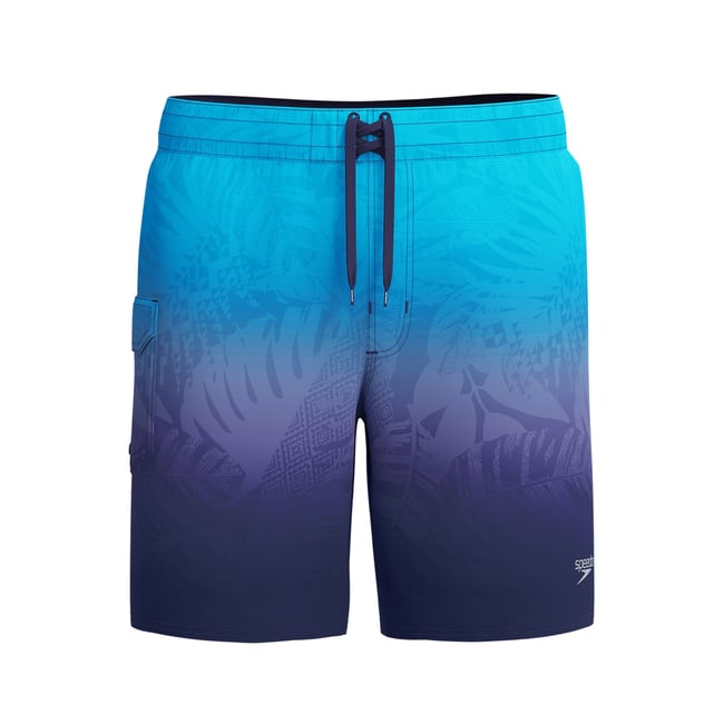 Short de bain à taille élastiquée motif/style dégradé LOOKOUT bleu <span itemprop=