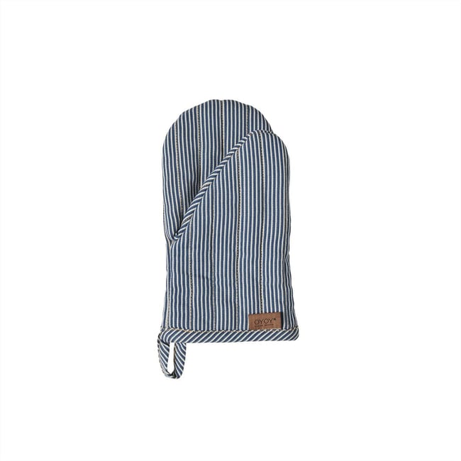Gant résistant en coton biologique à rayures bleu <span itemprop=