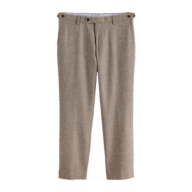 Pantalon de costume ajusté à chevrons/laine grège <span itemprop=