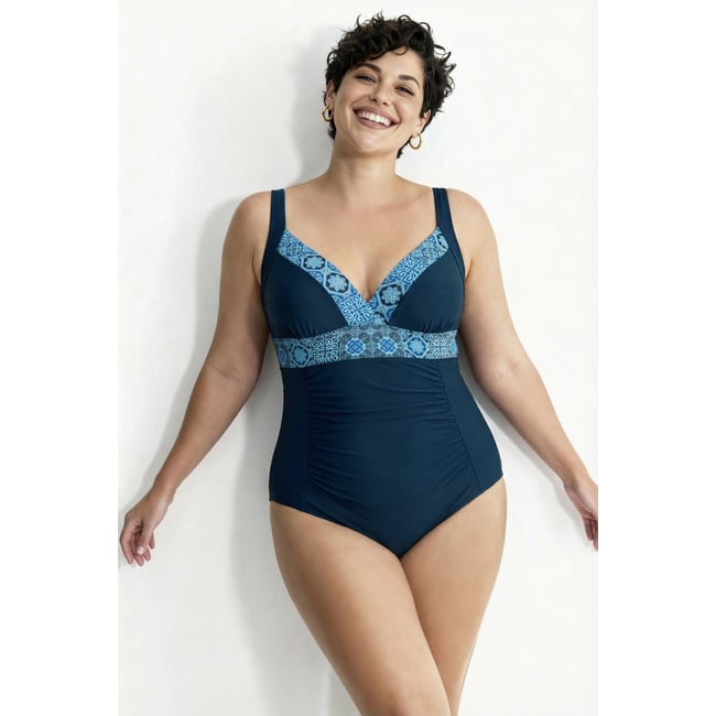 Maillot de bain à bonnets souples bleu foncé <span itemprop=