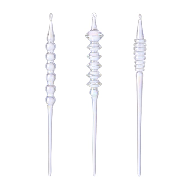 Set de 3 suspensions de noël irisées en verre H20 NOËL Couleur transparent <span itemprop=