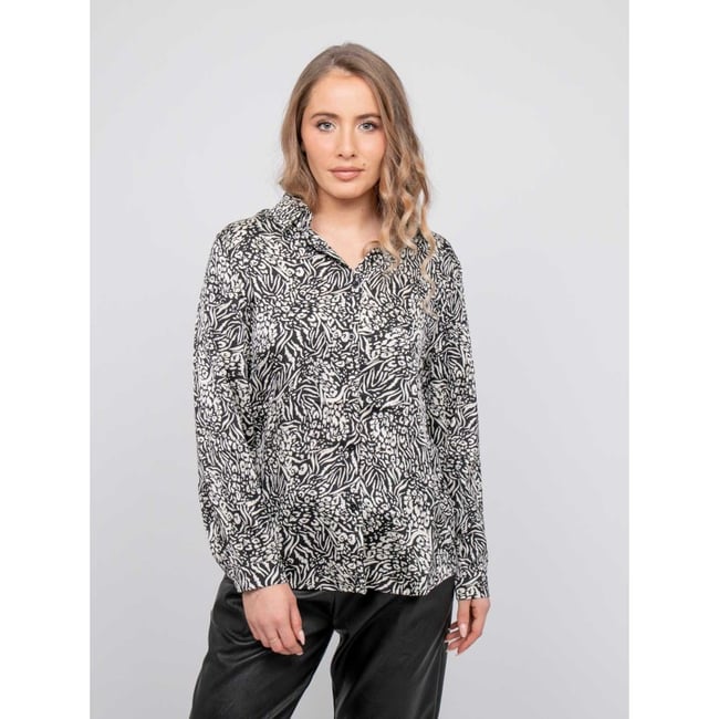 Chemise Fluide Motif Animalier Noir Et Blanc Ophir noir <span itemprop=
