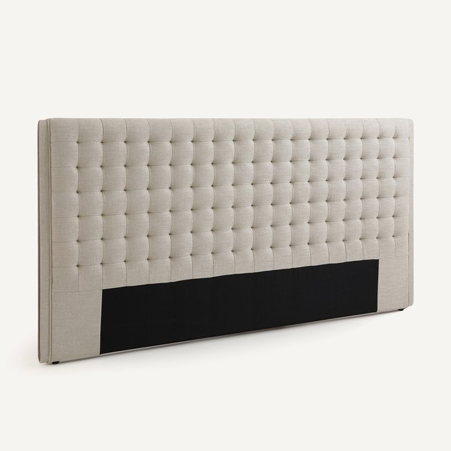 Tête de lit capitonnée L220cm tissu texturé Alezan Couleur beige <span itemprop=