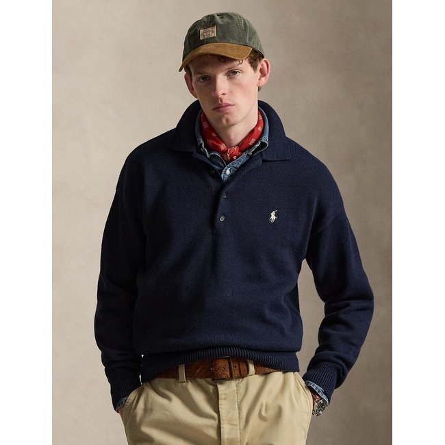 Pullover mit Trucker-Kragen, American flag marine <span itemprop=