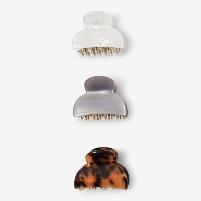 Set de 3 petites pinces à cheveux en résine multicolore <span itemprop=