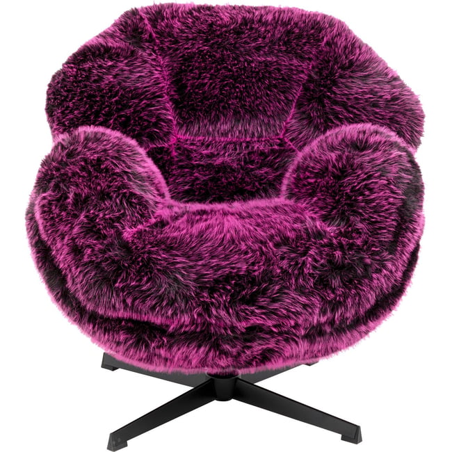 Fauteuil pivotant en polyester poils longs, CUTIE - KARE DESIGN
