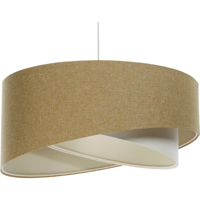 Suspension en lin rond Boho Couleur beige crème en lin naturel <span itemprop=