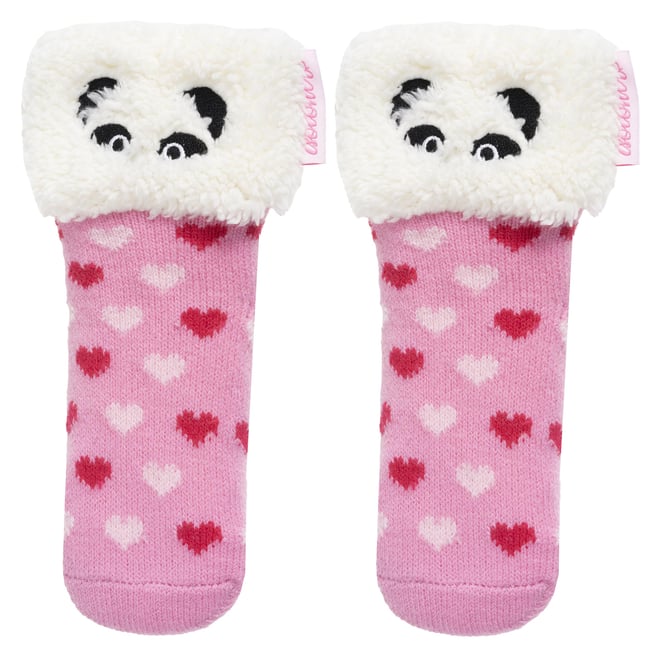 Chaussettes anti-dérapantes maille jacquard, picots antidérapants rose <span itemprop=