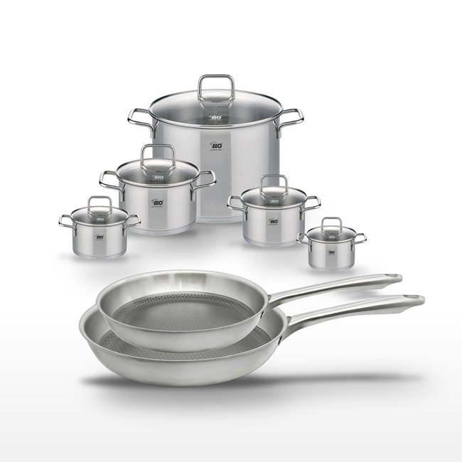 Batterie de cuisine 2 poêles 24/28cm + 5 faitouts RELIEF PASSION gris <span itemprop=