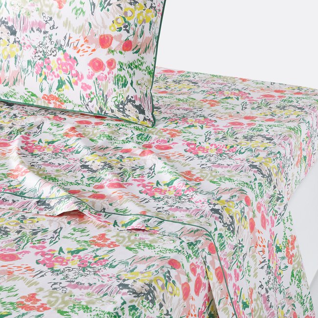 Drap plat percale de coton, Colored Field imprimé floral <span itemprop=