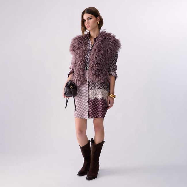 Robe Chemisier en Twill aubergine <span itemprop=