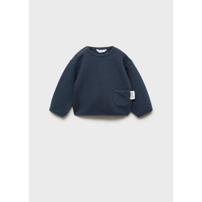 Sweat-shirt texturé maille bleu marine foncé <span itemprop=