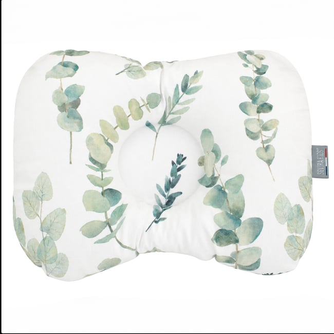 Coussin cale-tête ergonomique en coton EUCALYPTUS Couleur eucalyptus, vert, gris <span itemprop=