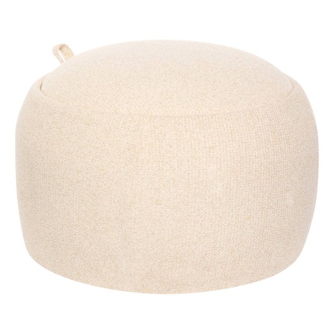 Pouf coffre de rangement en bouclette ELIOR Couleur creme <span itemprop=