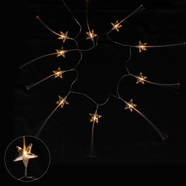 Guirlande lumineuse interieure 10 etoiles fibre optique blanc chaud Couleur jaune <span itemprop=