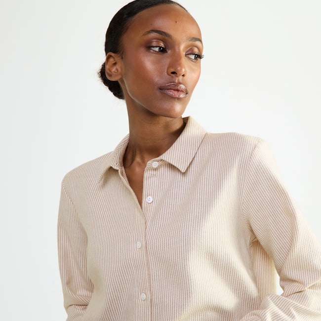 Pyjama col classique en flanelle de coton FLANELLE RAYÉE - LAURENCE TAVERNIER