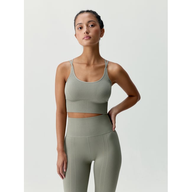 Brassière de Sport Seamless Fixation Moyenne DEVIKA vert marais <span itemprop=