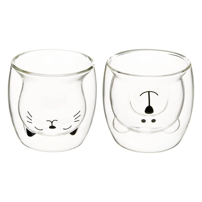 Coffret de 2 mugs en verre NATURE Couleur transparent <span itemprop=