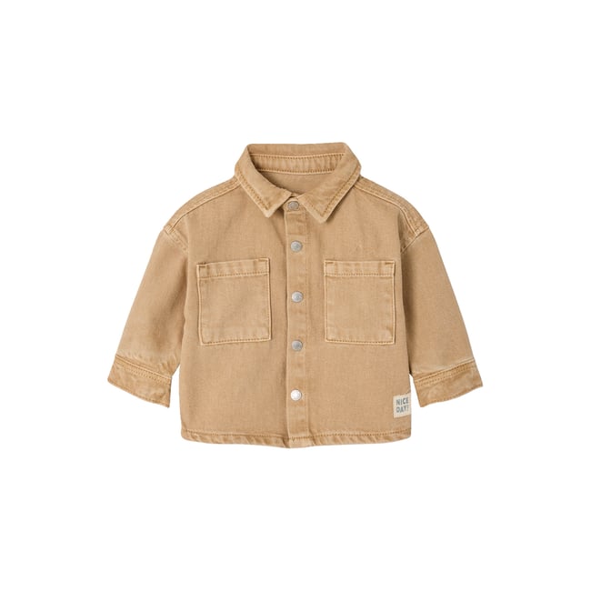 Surchemise bébé pressionnée taupe <span itemprop=