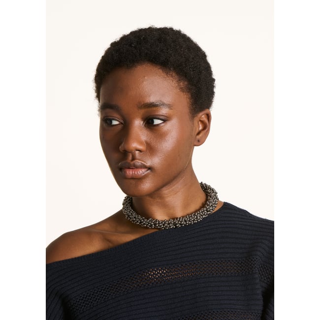 Collier ras de cou en métal noir <span itemprop=