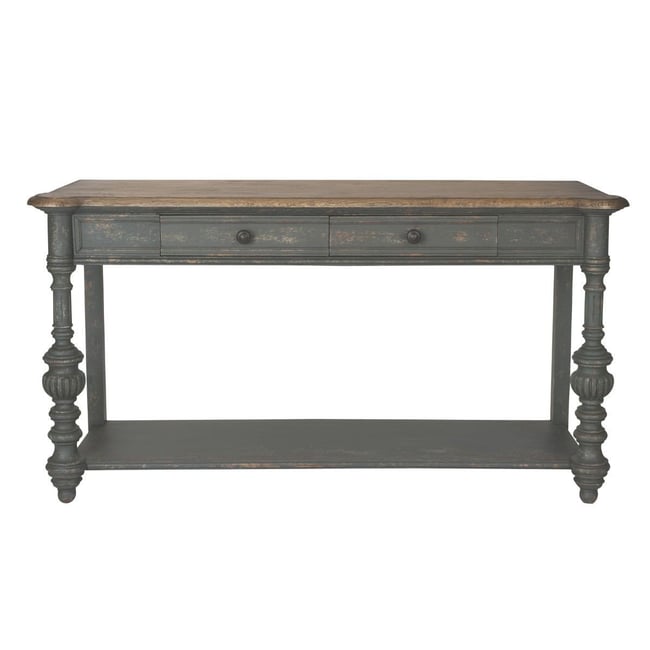 Console en pin et chêne massif - POMPONNE Couleur bois foncé <span itemprop=