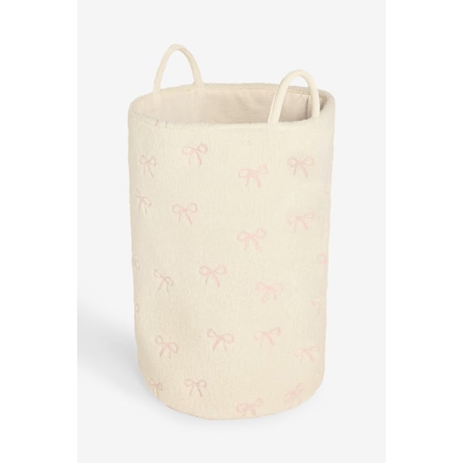 Panier à linge avec nœud Couleur crème <span itemprop=