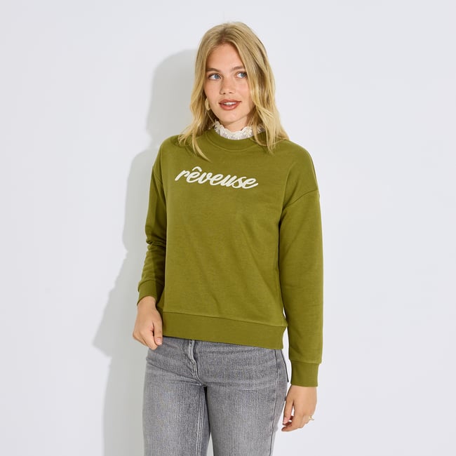 Sweat col victorien vert <span itemprop=