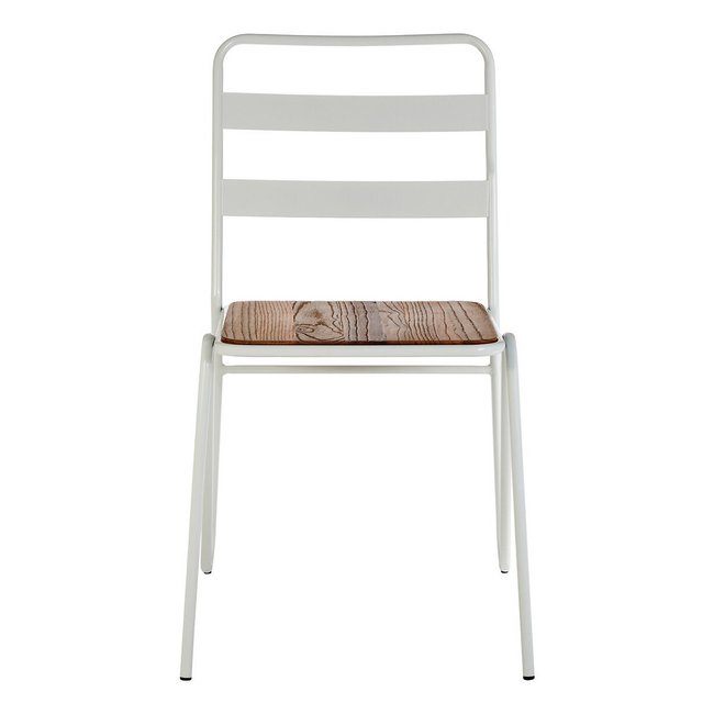 Lennox Metal and Elm Wood Dining Chair, white, SO'HOME