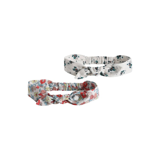 Lot de 2 headbands bébé fleuris effet noué écru <span itemprop=