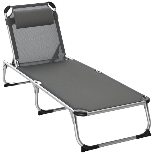 Chaise longue Aluminium Gris - OUTSUNNY