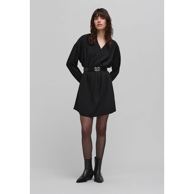Abito forma a sacco con scollo a V e maniche lunghe, corte nero IKKS