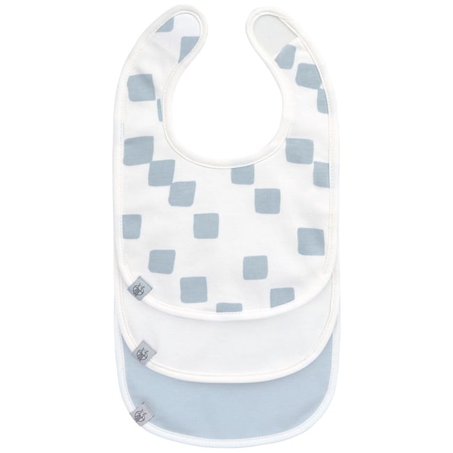 Lot de 3 bavoirs naissance blanc, bleu <span itemprop=
