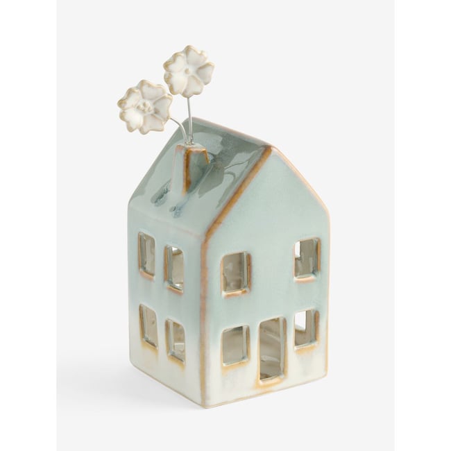 Ornement maison printanière en céramique Couleur vert <span itemprop=
