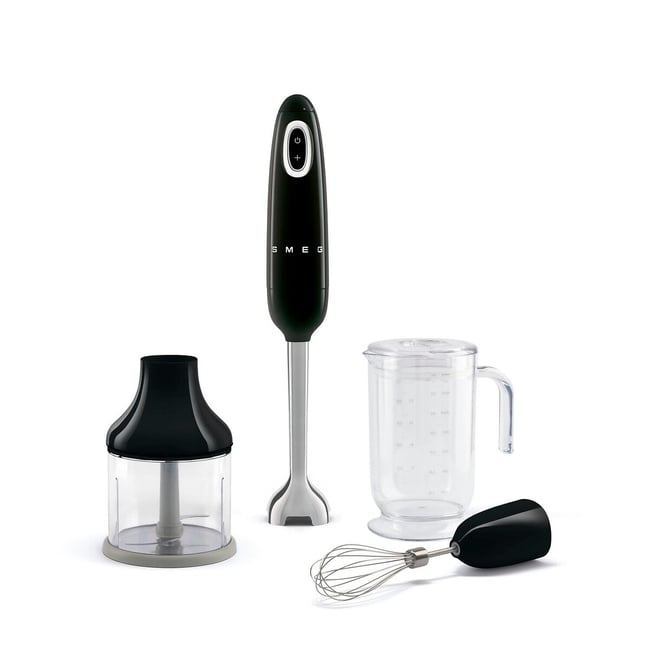 Retro Style 4-Piece Hand Blender Set - HBF03, black, SMEG