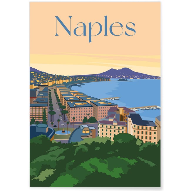 Affiche ville Naples Couleur blanc <span itemprop=